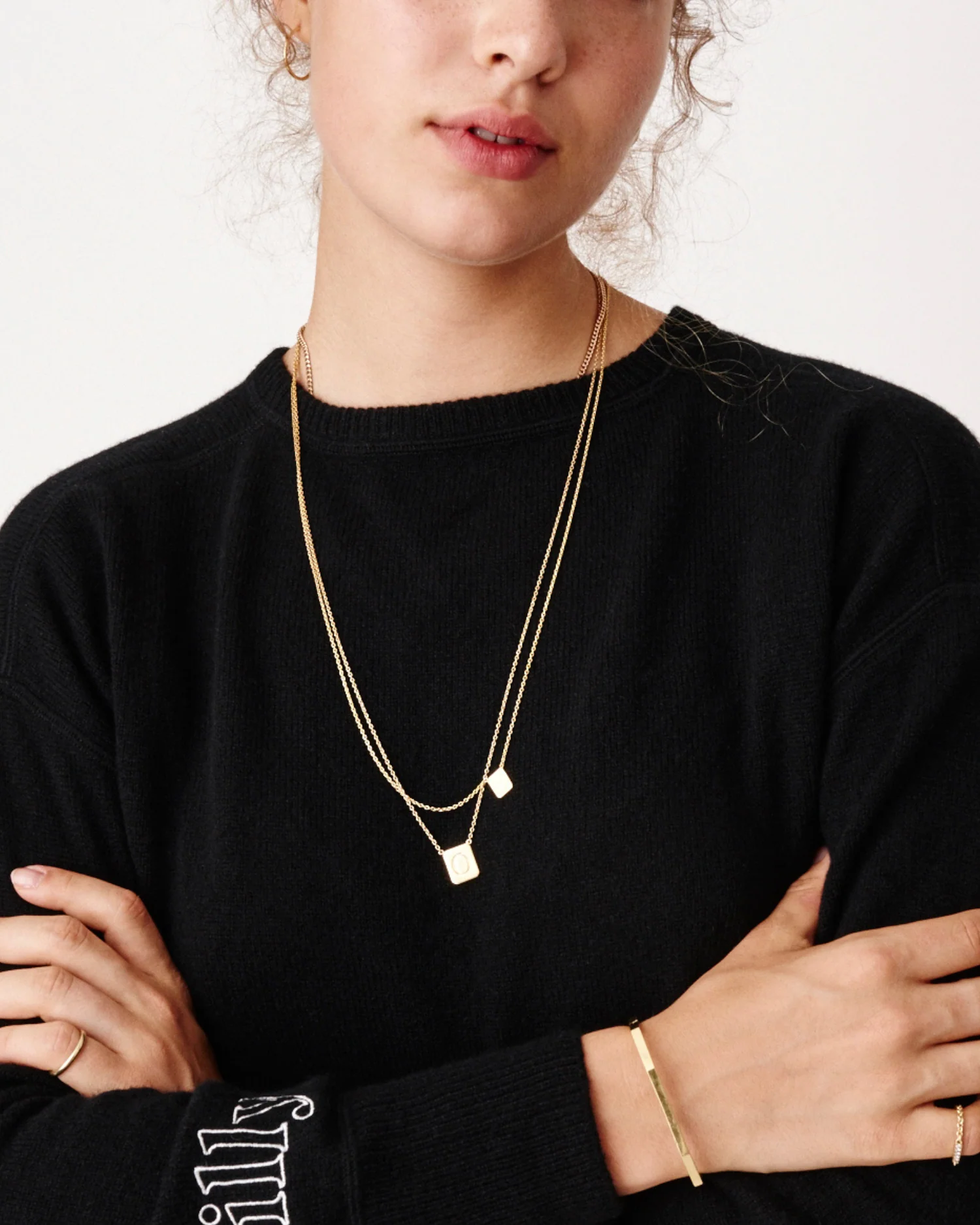 Large Custom Tag Necklace in Gold - Image 3