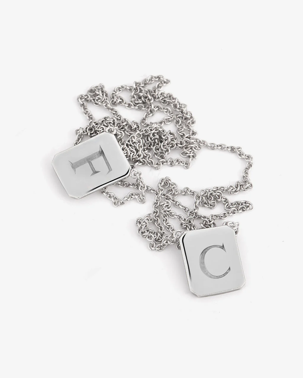Large Custom Tag Necklace in Silver - Image 3