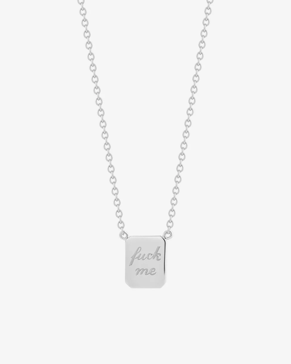 FU/ME Tag Necklace in Silver - Image 3