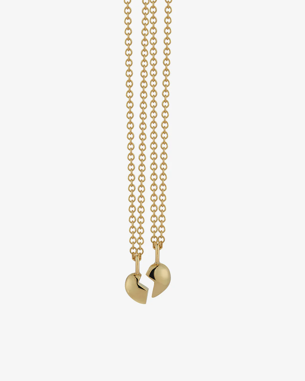 Split Heart Necklace Set in Gold