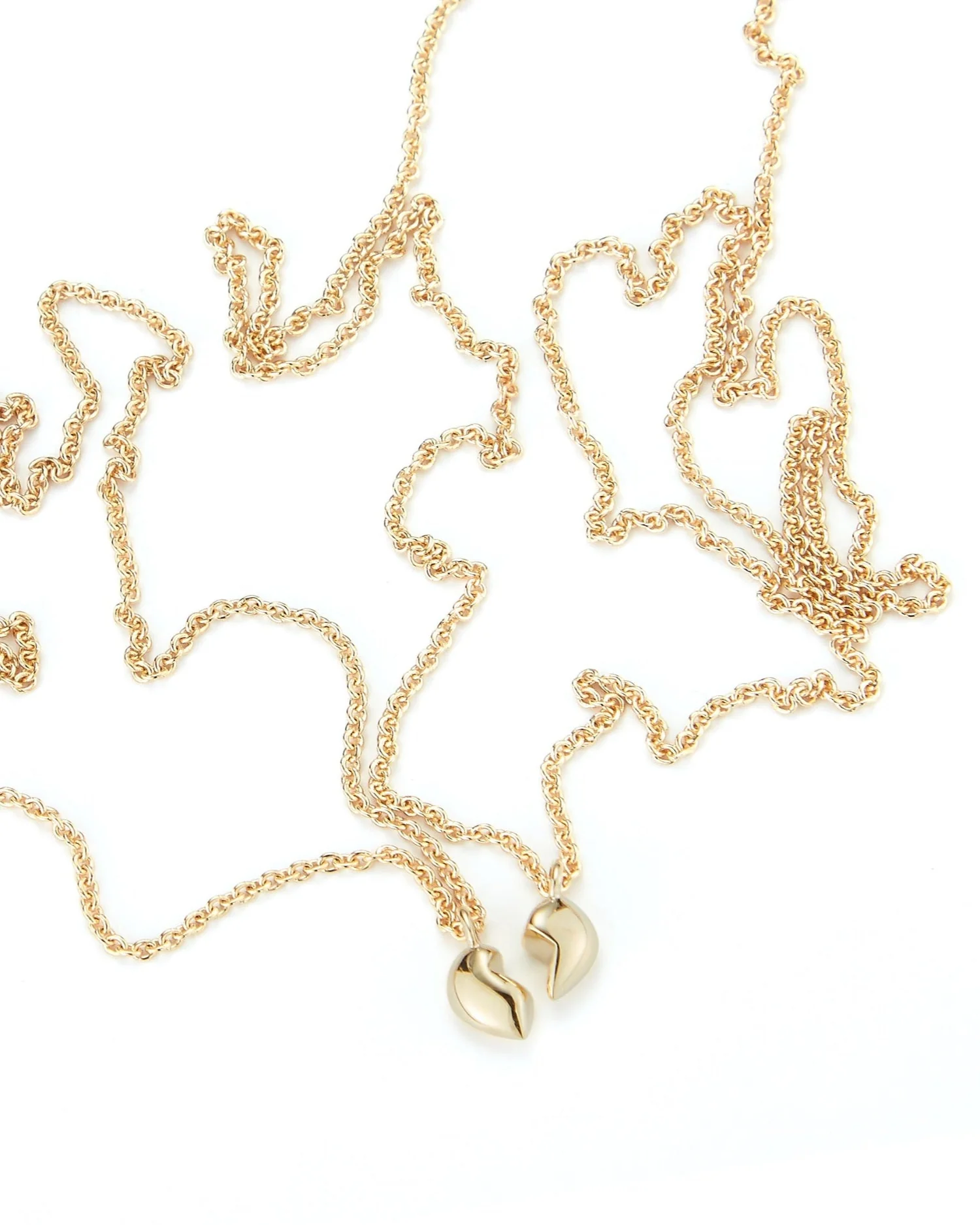 Split Heart Necklace Set in Gold - Image 2