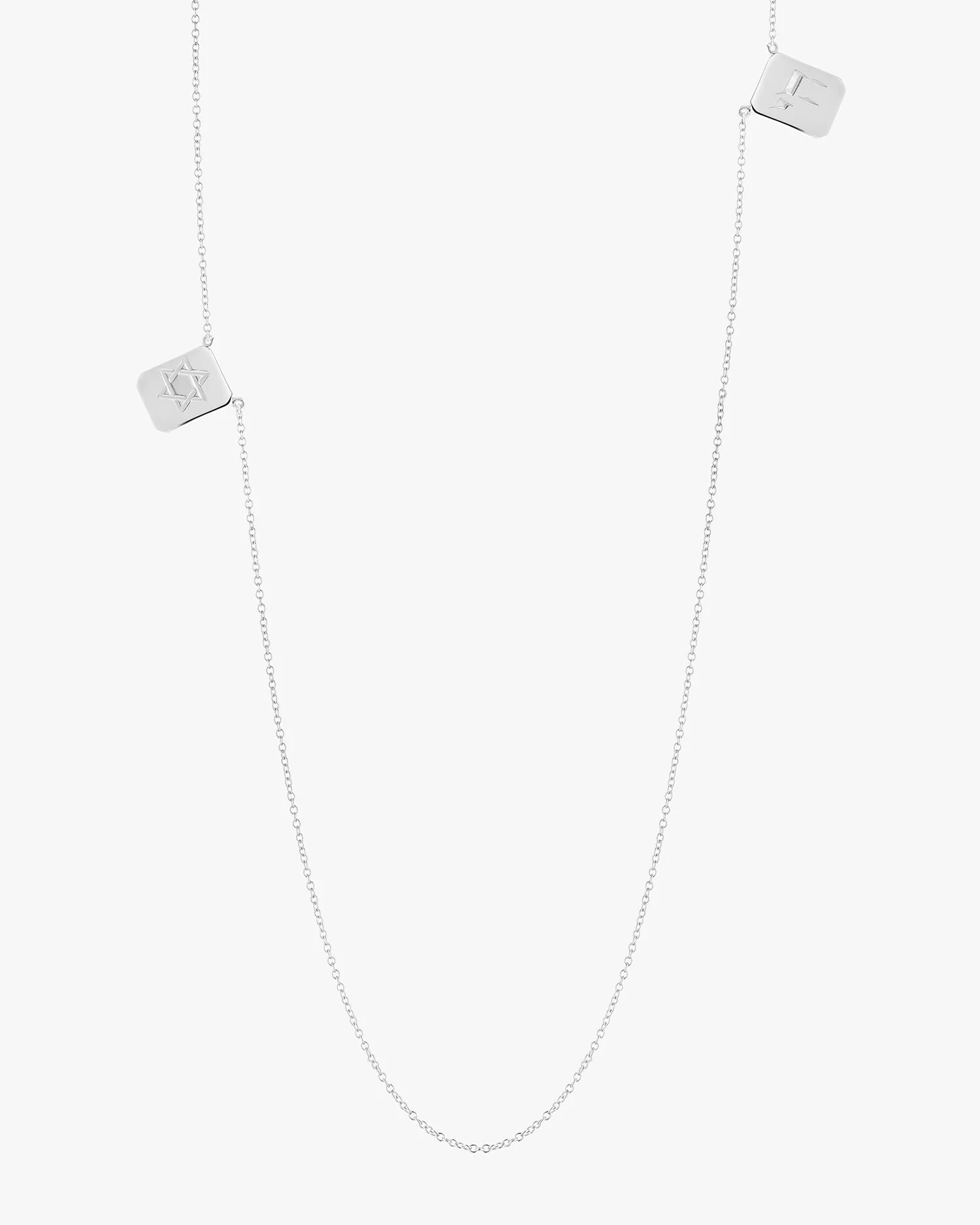 Star of David & Chai Tag Necklace in Silver - Image 3