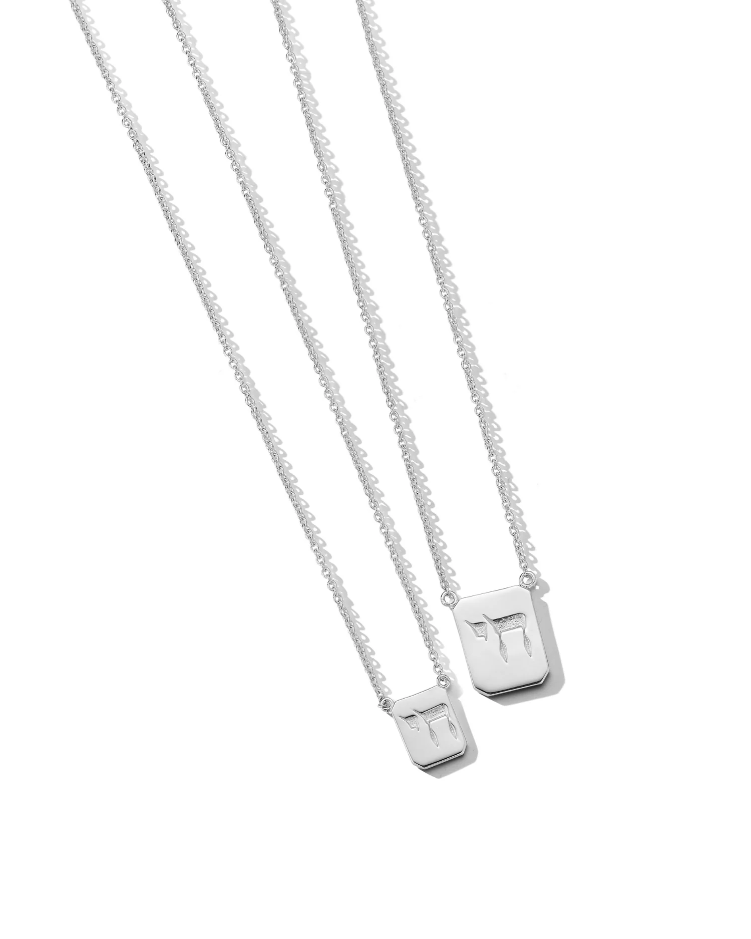 Star of David & Chai Tag Necklace in Silver - Image 4