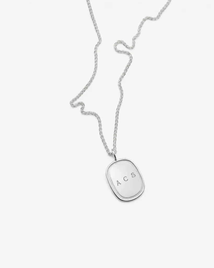 Large Oblong Pendant in Silver