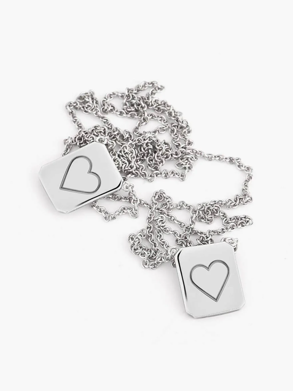 Heart Tag Necklace in Silver - Image 2