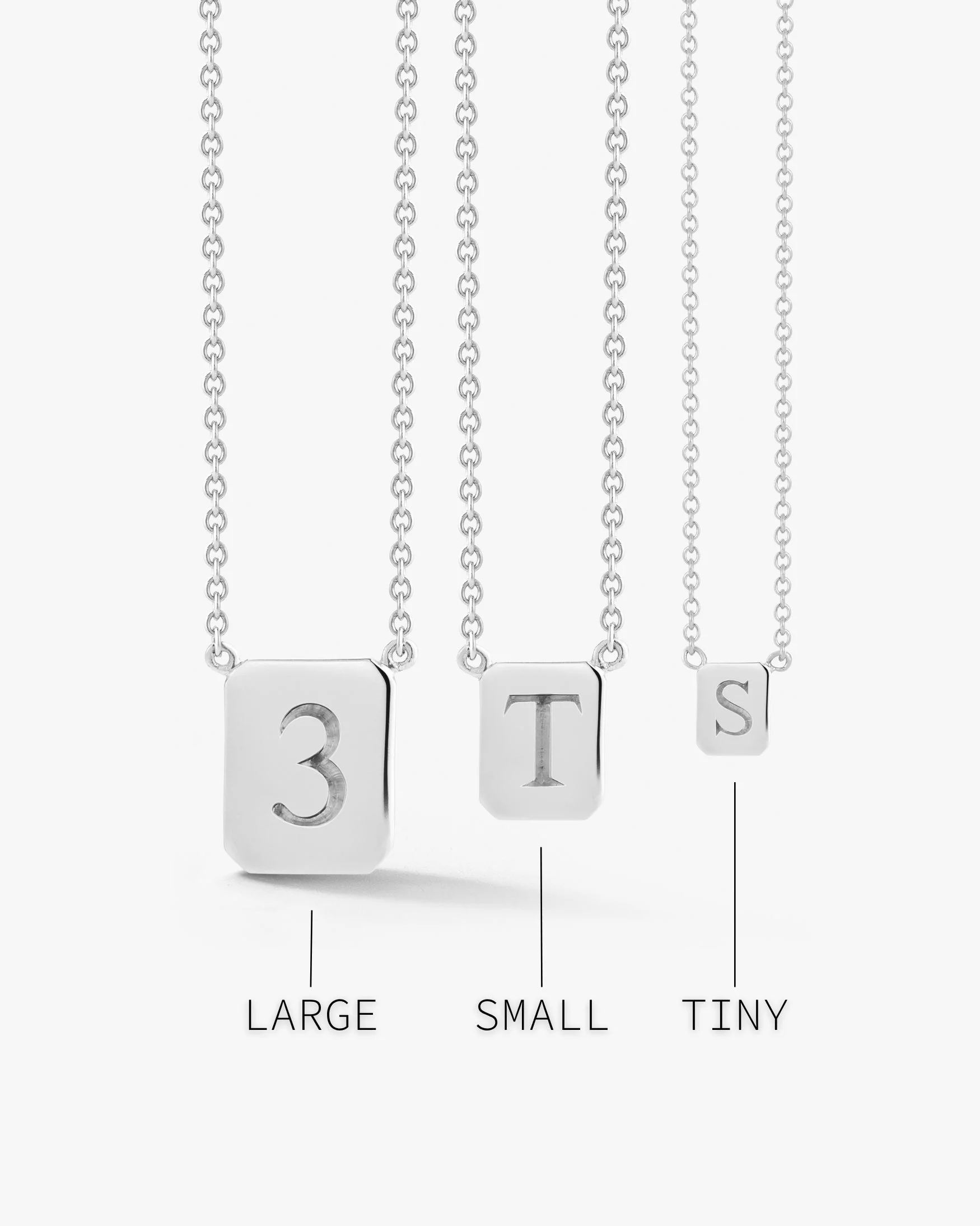 Large Custom Tag Necklace in Silver - Image 4